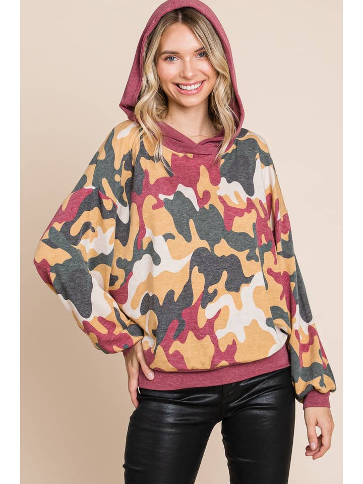 Emerald Collection - Wholesale Hoodie - Dames - ETK-8171 Army Camo hoodie met Franse badstof