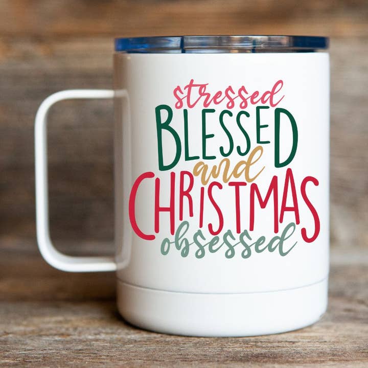 Kerstmis 12oz Reisbeker voor wholesale door Stencil Art Canada