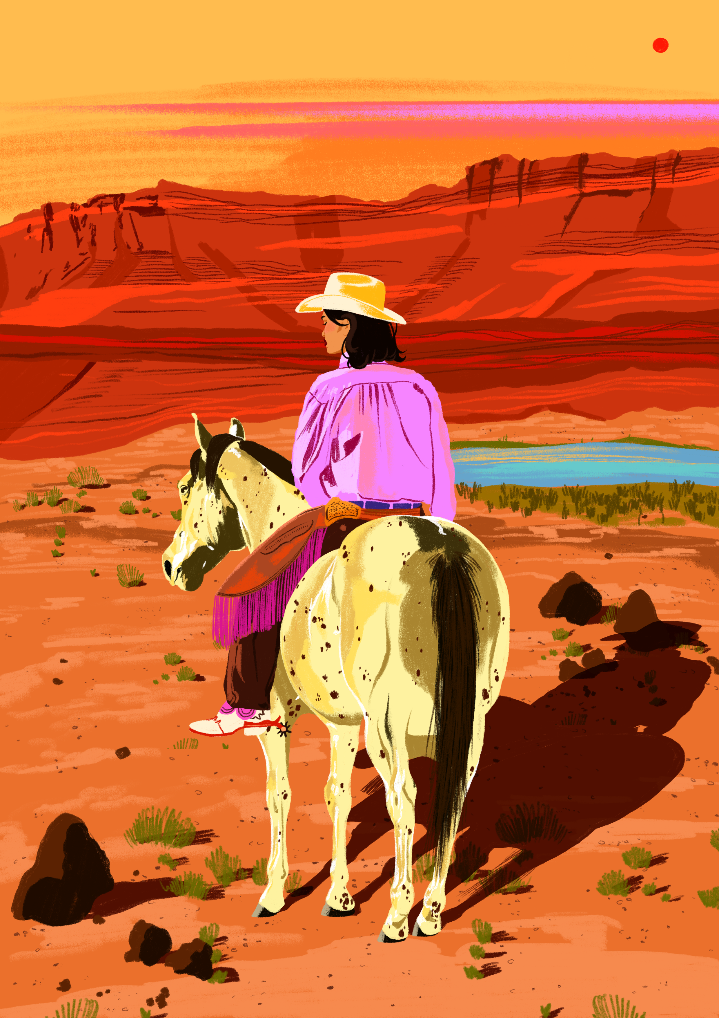 Emily Palmer Illustration - Wholesale Art Print - Illustrated Wall Art Print -  Cowgirl2