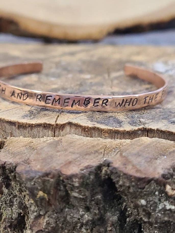 Deep Breath Copper/Brass Gold Cuss Cuff Bangle Bracelet for wholesale by Silver Lining Studio