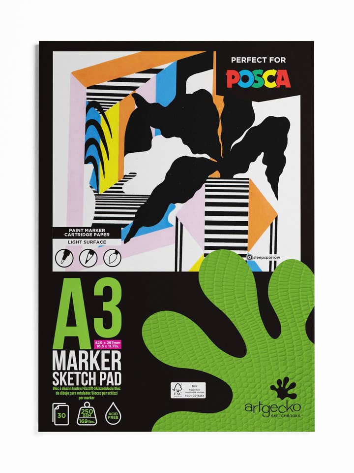 Blocco da schizzi A3 verticale Pro Marker per la vendita all'ingrosso da parte di Artgecko Sketch