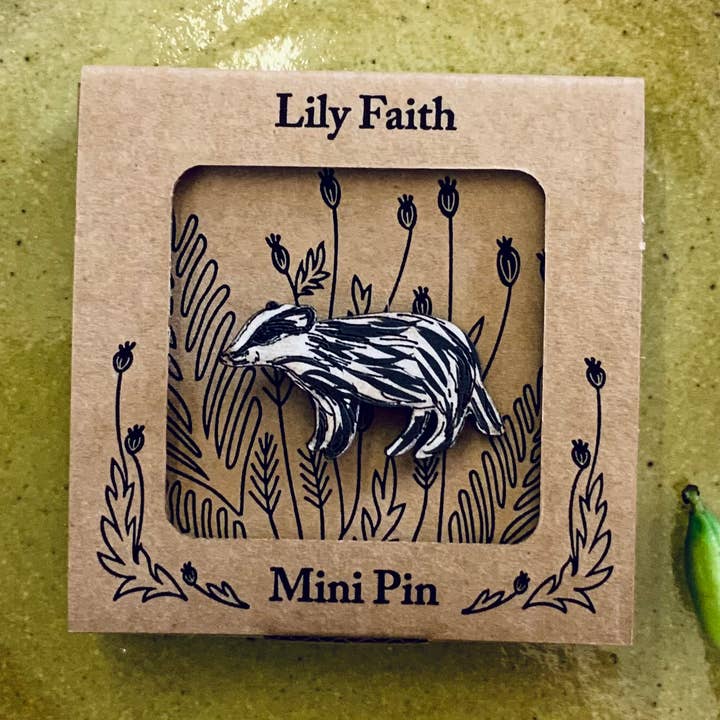 Badger Mini Pin Brooch for wholesale by Lily Faith