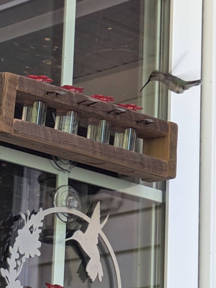 Authentic Barnwood Hummingbird Feeder hanging or for window for wholesale by Flying Heart Threads