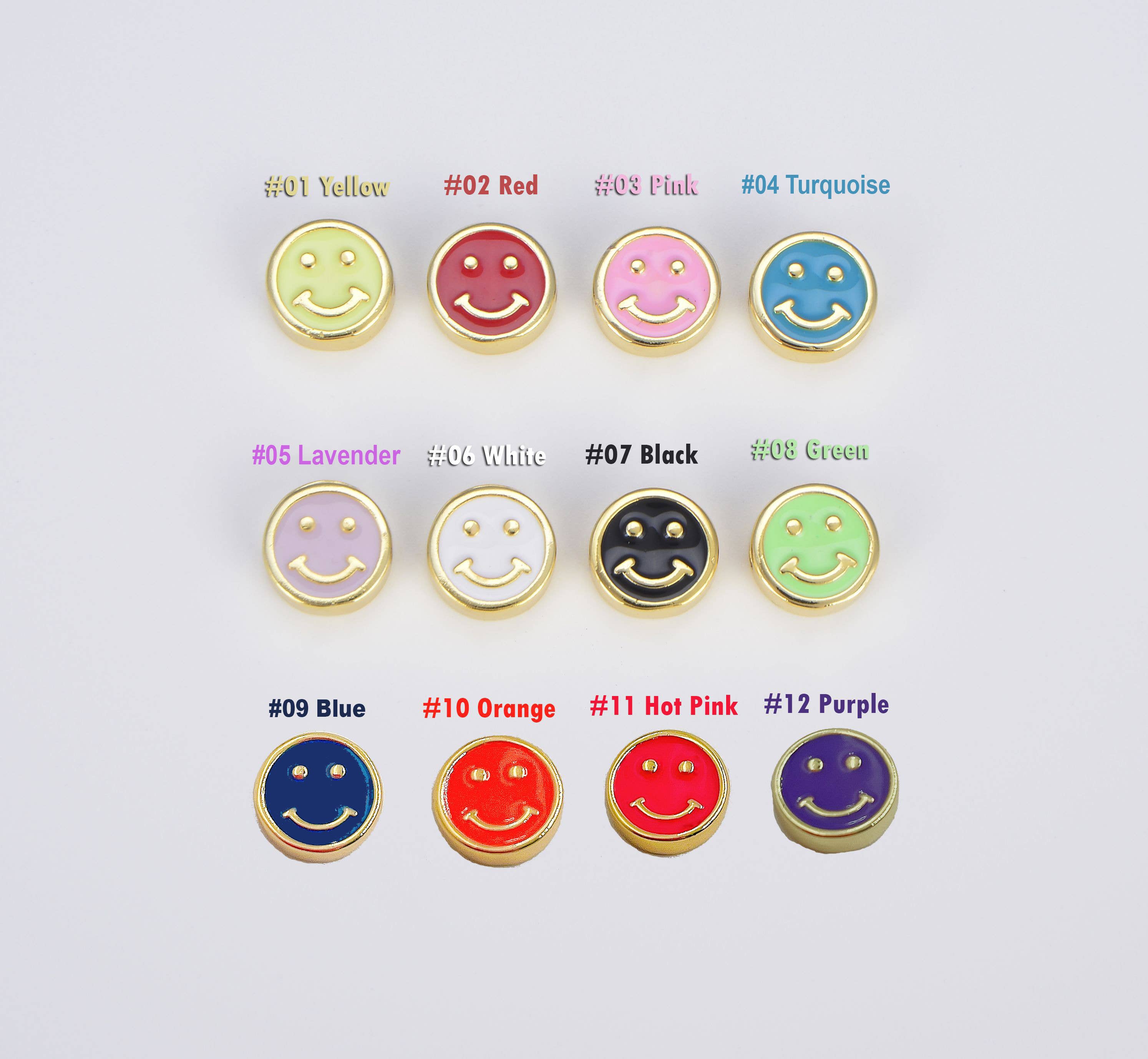 Beads Creation - Wholesale Individual Charm/Pendant - Enamel Happy Smiley Face Spacer Beads in Gold Filled, BD099