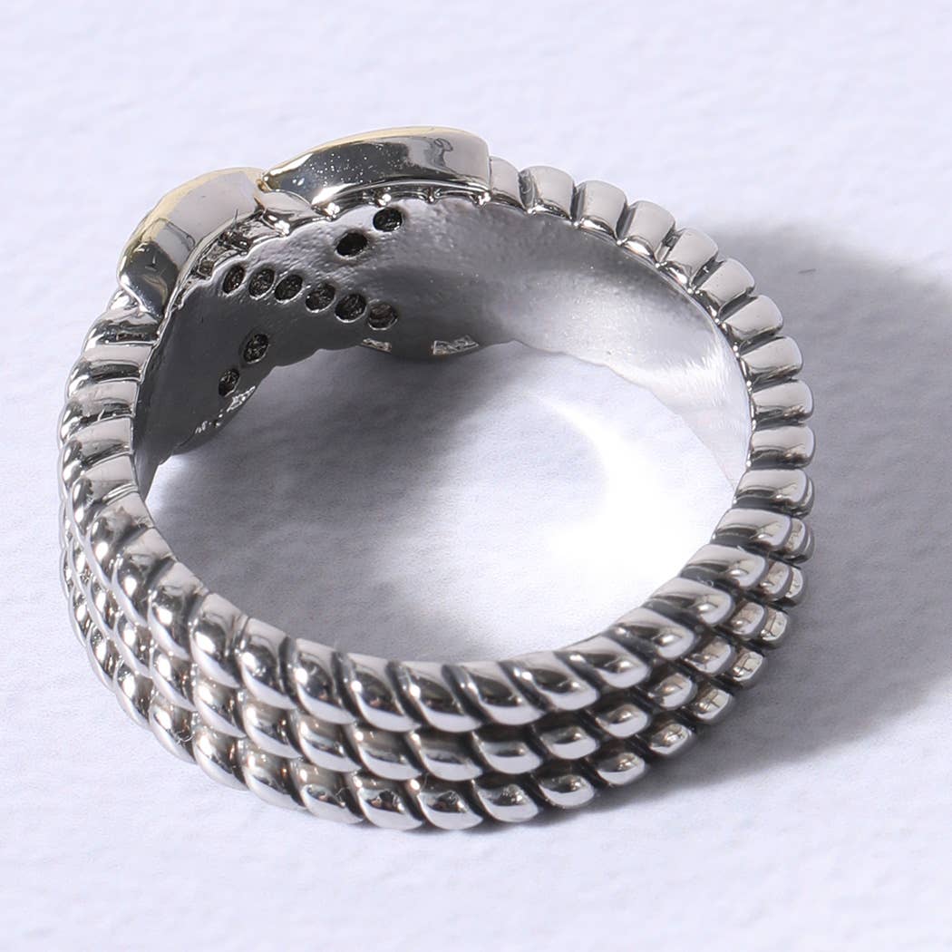 K Anello X Tripe Cable in argento dorato con pietre CZ in vendita all'ingrosso su Faire5