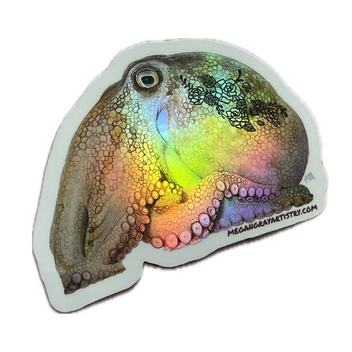 Megan Gray Art - Wholesale Sticker - Tattooed Octopus Sticker