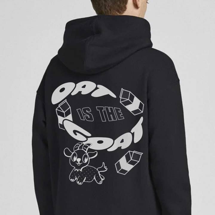 Chandail à capuchon Oat Is The Goat - Noir pour la vente par Plant Faced Clothing