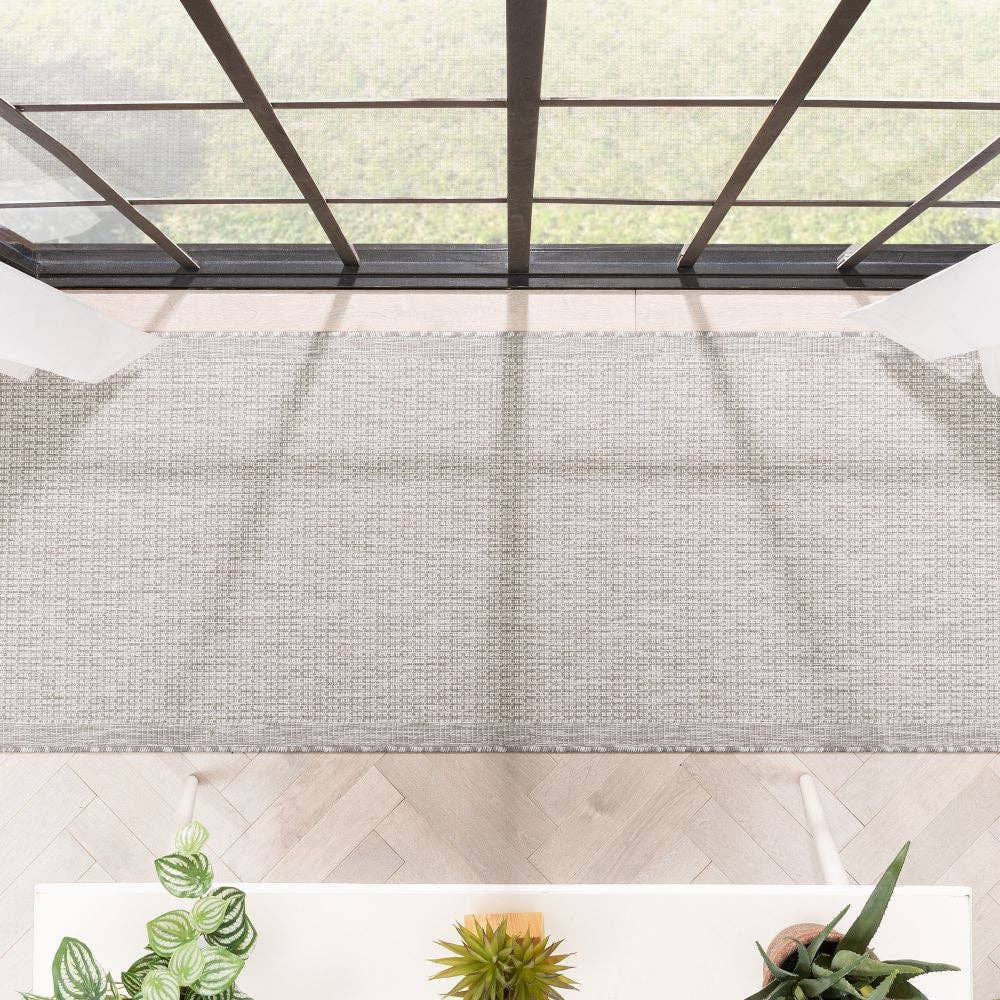 Well Woven - Wholesale Area Rug - Odin Solid & Striped Border Indoor Outdoor Grey Ivory12