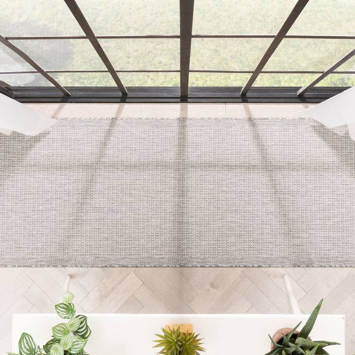 Well Woven - Wholesale Area Rug - Odin Solid & Striped Border Indoor Outdoor Grey Ivory12