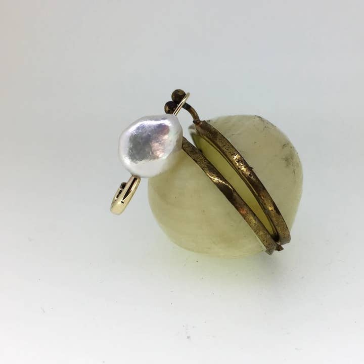 Freshwater Pearl Safety Pin Earring for wholesale by Serpent & the Swan