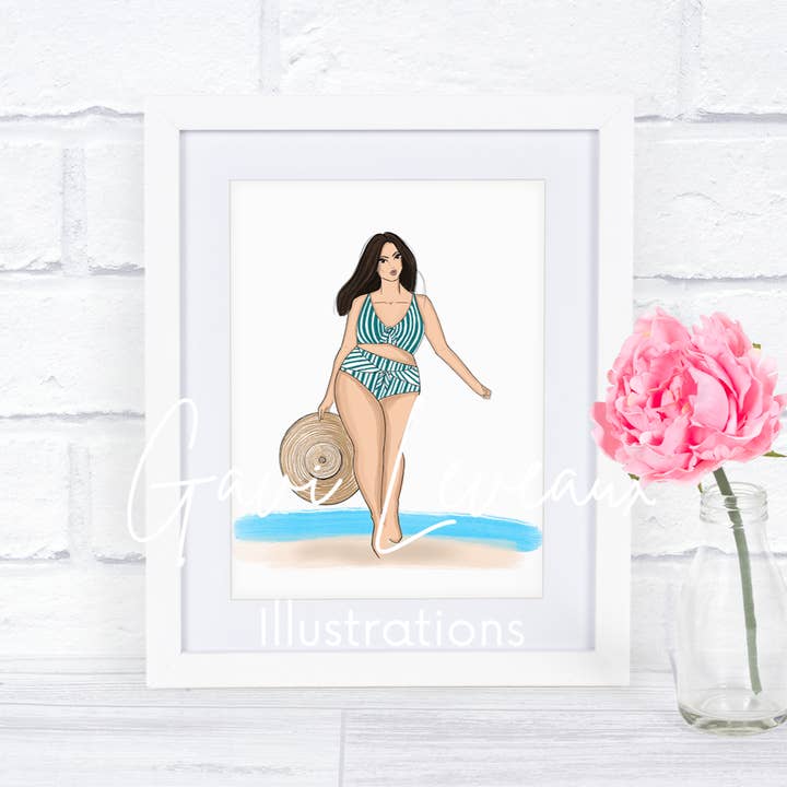 Somewhere On a Beach Fashionista Art Print for wholesale by Gavi Leveaux