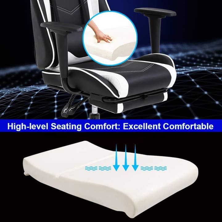 Ergonomic Gaming Chair With Lumbar Support Footrest White for wholesale on Faire6