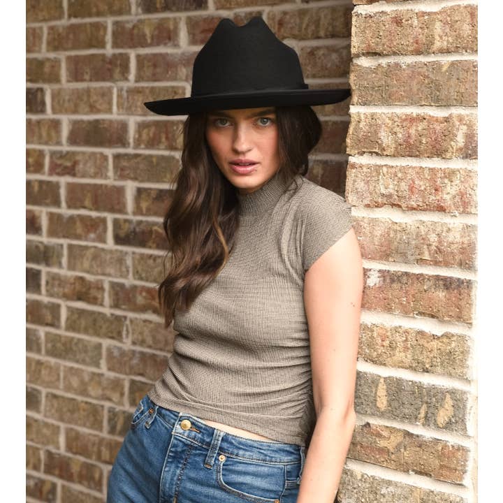 Black Wool Felt Open Road Fedora Hat - Style Dead End for wholesale on Faire6