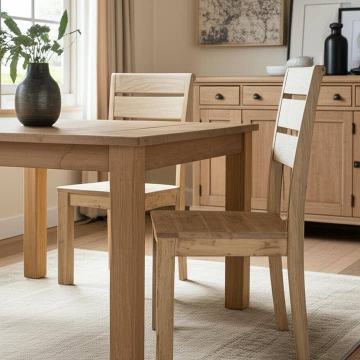 HomeRoots – wholesale Chair – Set of Two Beige Solid Wood Ladder Back Dining Side Chairs1