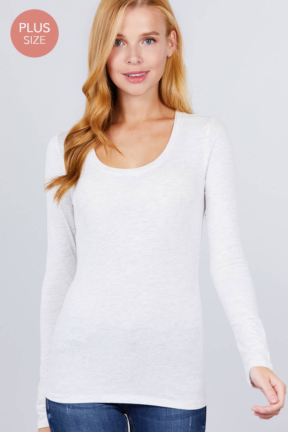 Active Basic | Active USA - Wholesale Knit Top - Women's - [PLUS SIZE] Long Sleeve Scoop Neck Top9