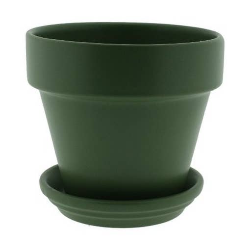 Urbann pot & saucer matt olive M for wholesale by Ceramics Limburg