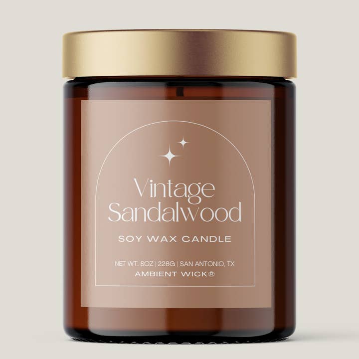 Ambient Wick® Candles - Wholesale Jar/Filled Candle - Vintage Sandalwood Soy Candle