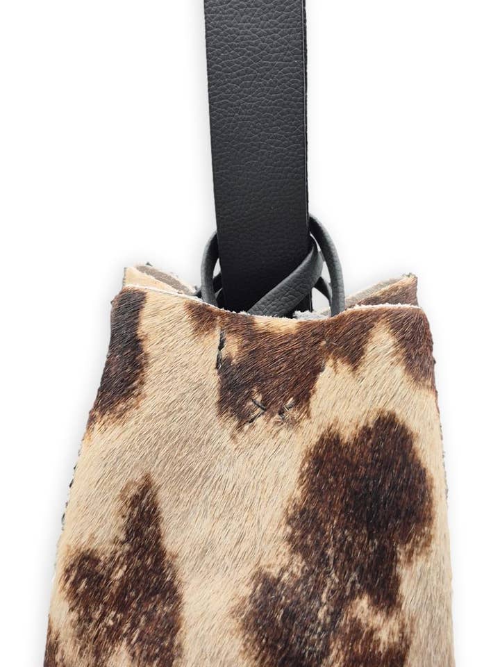 navigli bag | brown and beige upcycled cowhide for wholesale by VOLTA ATELIER