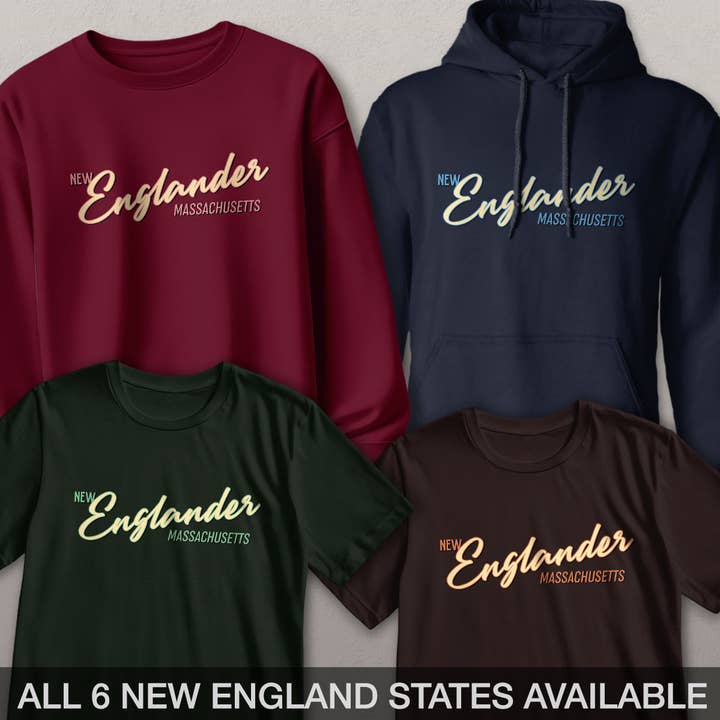 Massachusetts New Englander T-Shirts, Sweatshirts, & Hoodies for wholesale by RetroPlanet