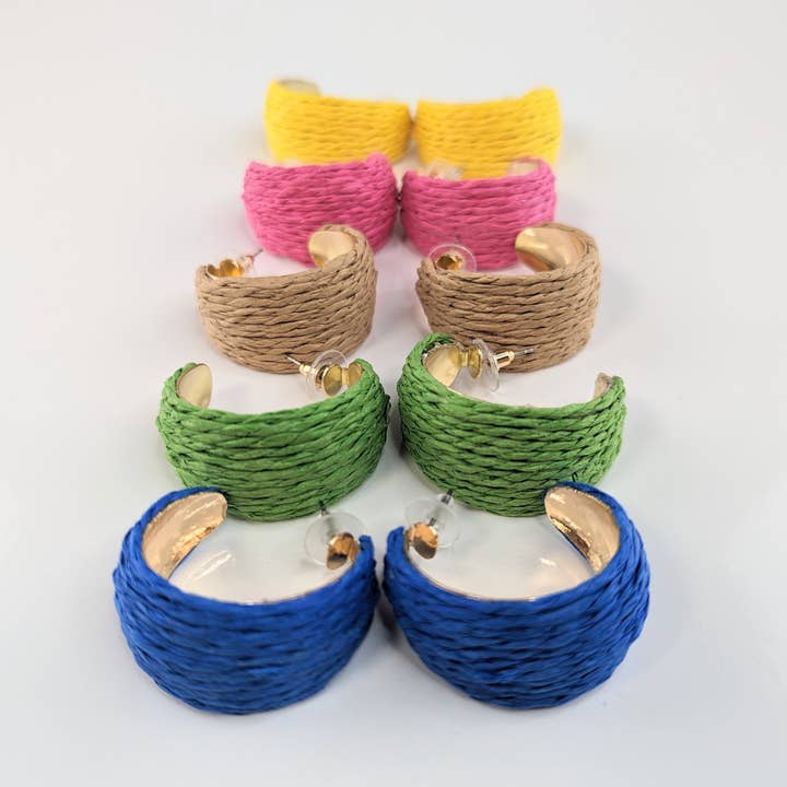 Rattan C hoepeloorbellen voor de zomer voor wholesale door GreenWave