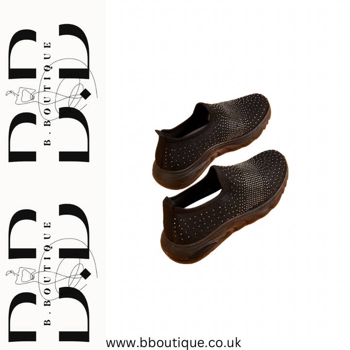 B.Boutique – wholesale Slip-on trainers – Women′s – Black plimsoles