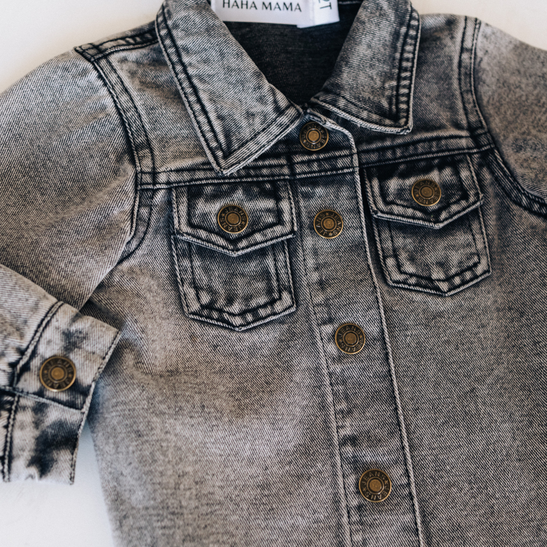 HAHA MAMA Clothing - Wholesale Denim Jacket - Kids - Silver Gray Denim Jacket - Child2