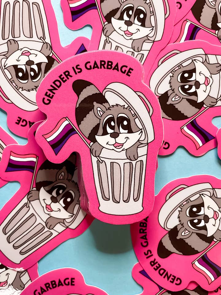 Gender is Garbage Genderfluid LGBTQIA+ Sticker for wholesale by Rainbow Certified