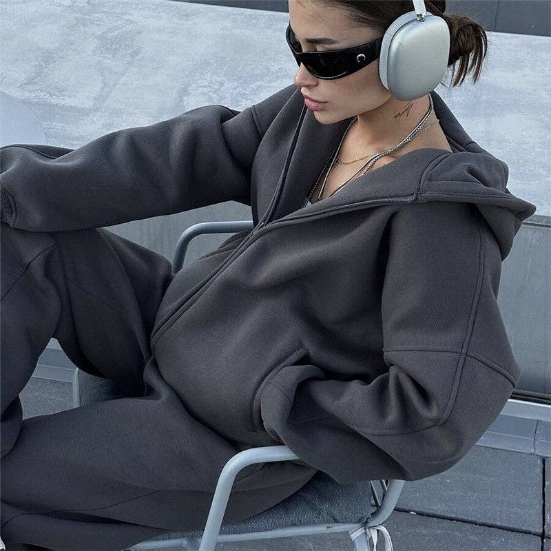 kycozy - Wholesale Lounge Set - Women's - Solid Fleece Hoodie Pants Set11