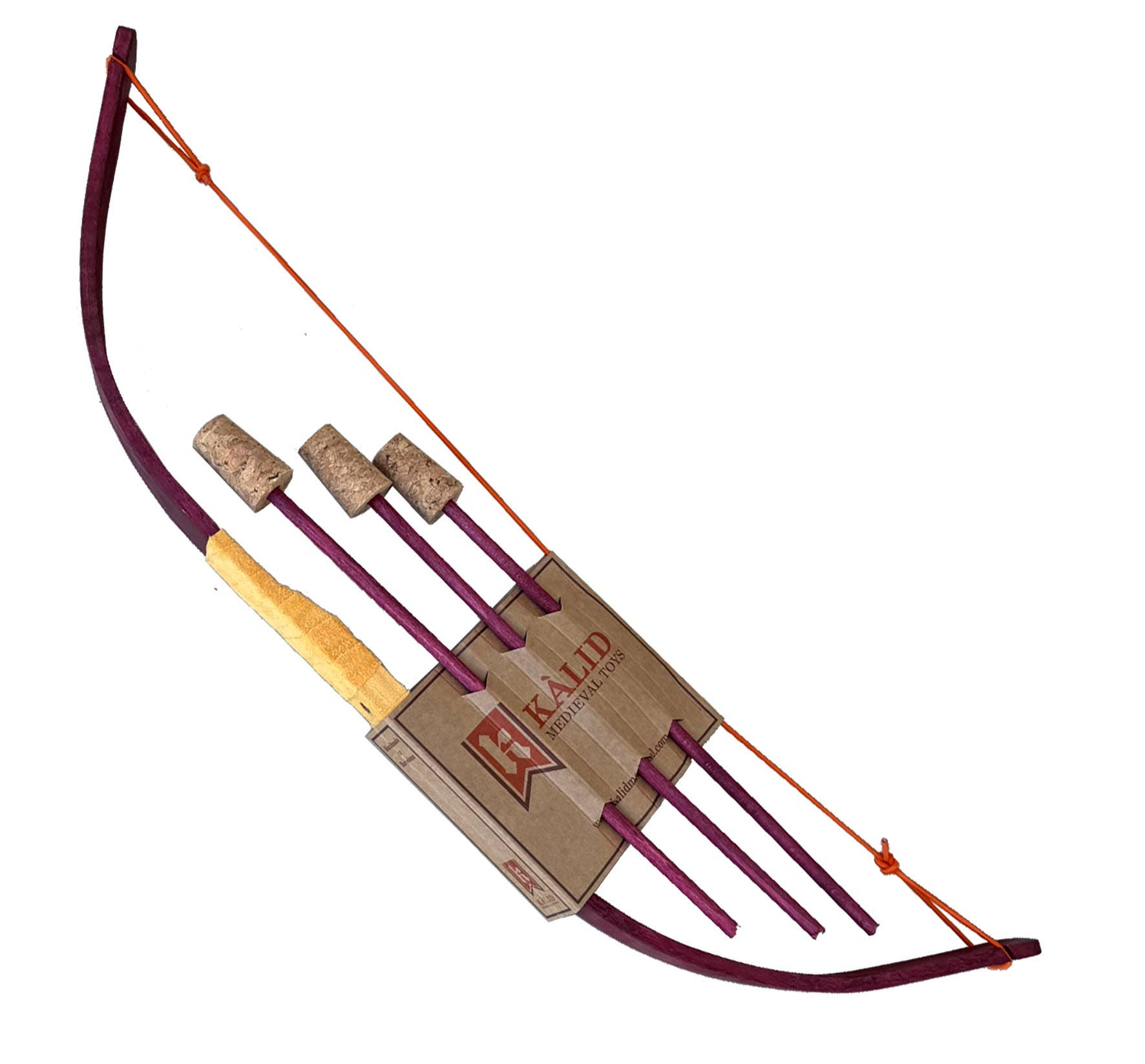 KALID MEDIEVAL – Brinquedo de madeira - Crianças por atacado – Arco Mini Kamelot Flexível com 3 Flechas - ST513F1