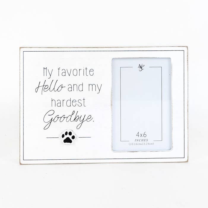 15561 - 10x7x1.5 wd photo frm (HLO/GDBY) PETS (4x6) for wholesale by Devanie At Home (Formerly Adams & Co.)