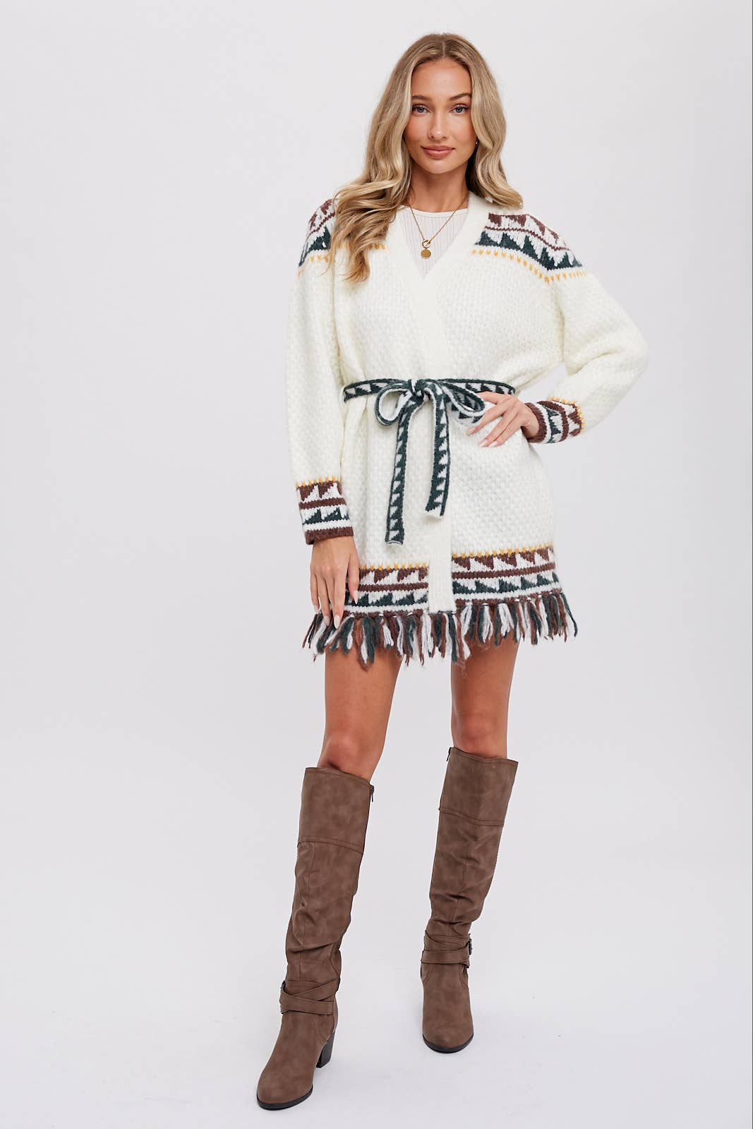 Bluivy – wholesale Cardigan – Women’s – AZTEC PATTERN BELTED CARDIGAN15