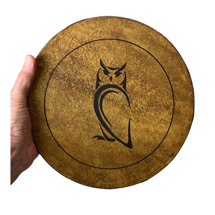 inRhythm - Wholesale Sculpture - 10" Owl Tambourine w/optional illuminated Display Stand