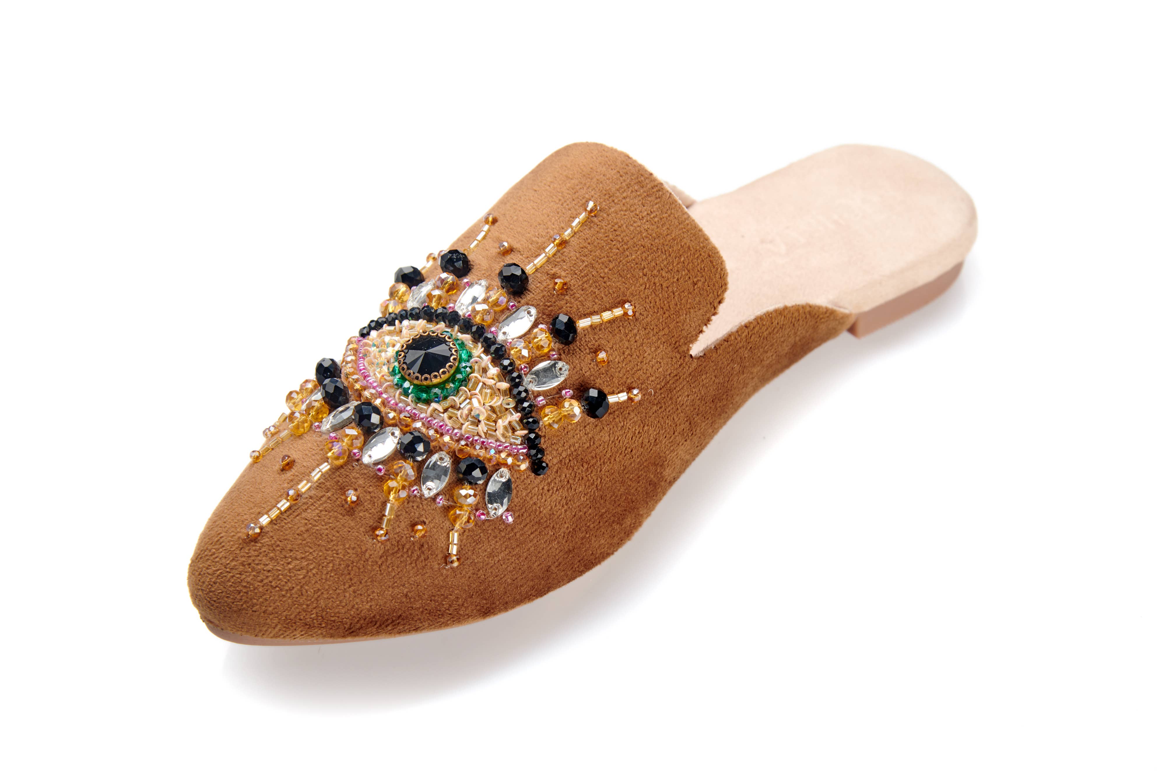 Fuchsia - Wholesale Mules - Women's - Pointed Toe Artisanal Good Eye Gold Women's Mule Embroidery3