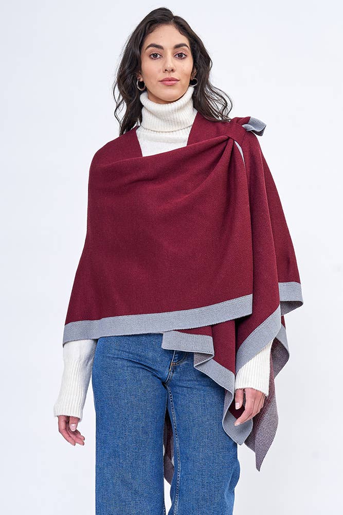 Hana - Venta al por mayor Poncho - Mujer - Ruana ribeteada con correa para el hombro21