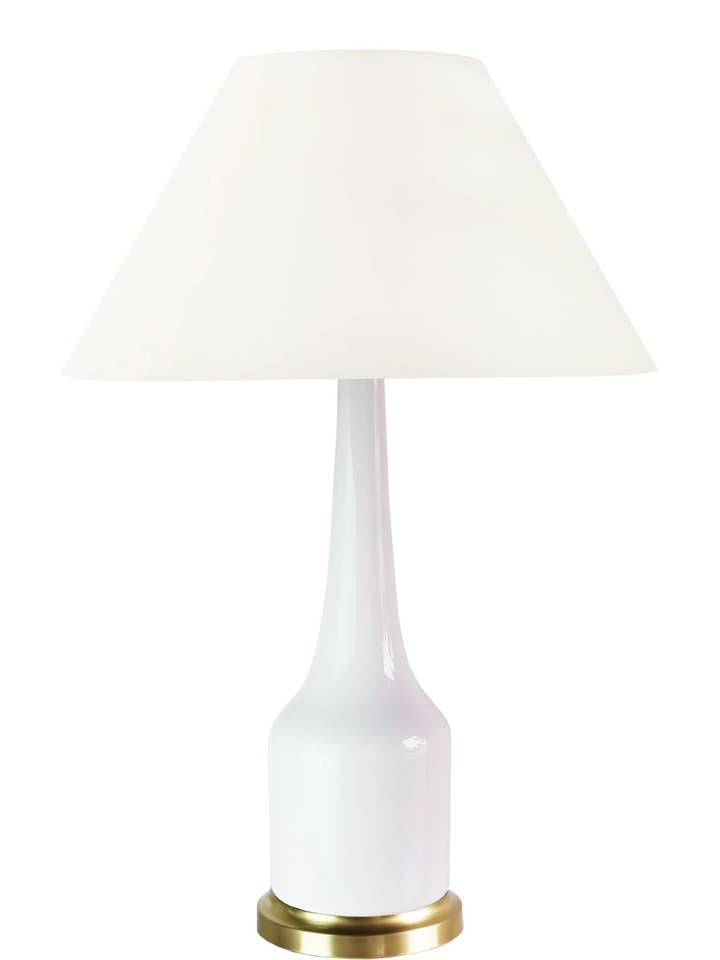 Charlie Table Lamp, White with Empire Lampshade for wholesale by Fox Mill Lighting & Supply Co.