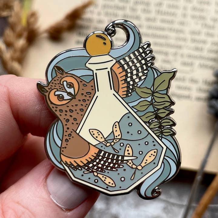 Potion Owl Enamel Pin for wholesale by Ellis Woolley Illustration