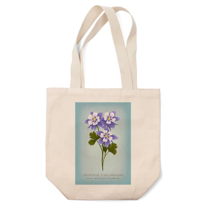 ORGANIC TOTE BAGS Denver, Colorado, Rocky Mountain Columbine for wholesale by Lantern Press