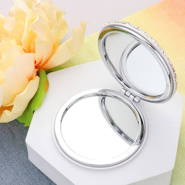 Haaro - Wholesale Compact Mirror - Bling Studded Round Compact Mirror- Assorted