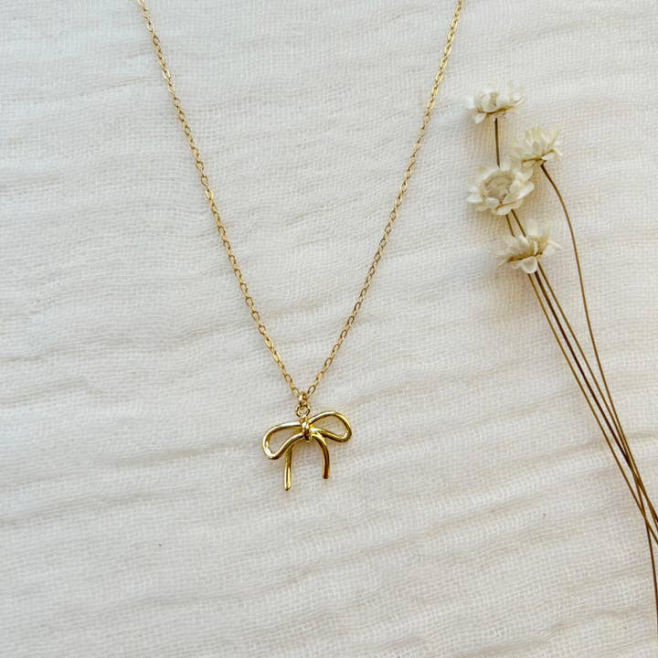 Gold Bow Charm Necklace for wholesale by KARA | TOZER