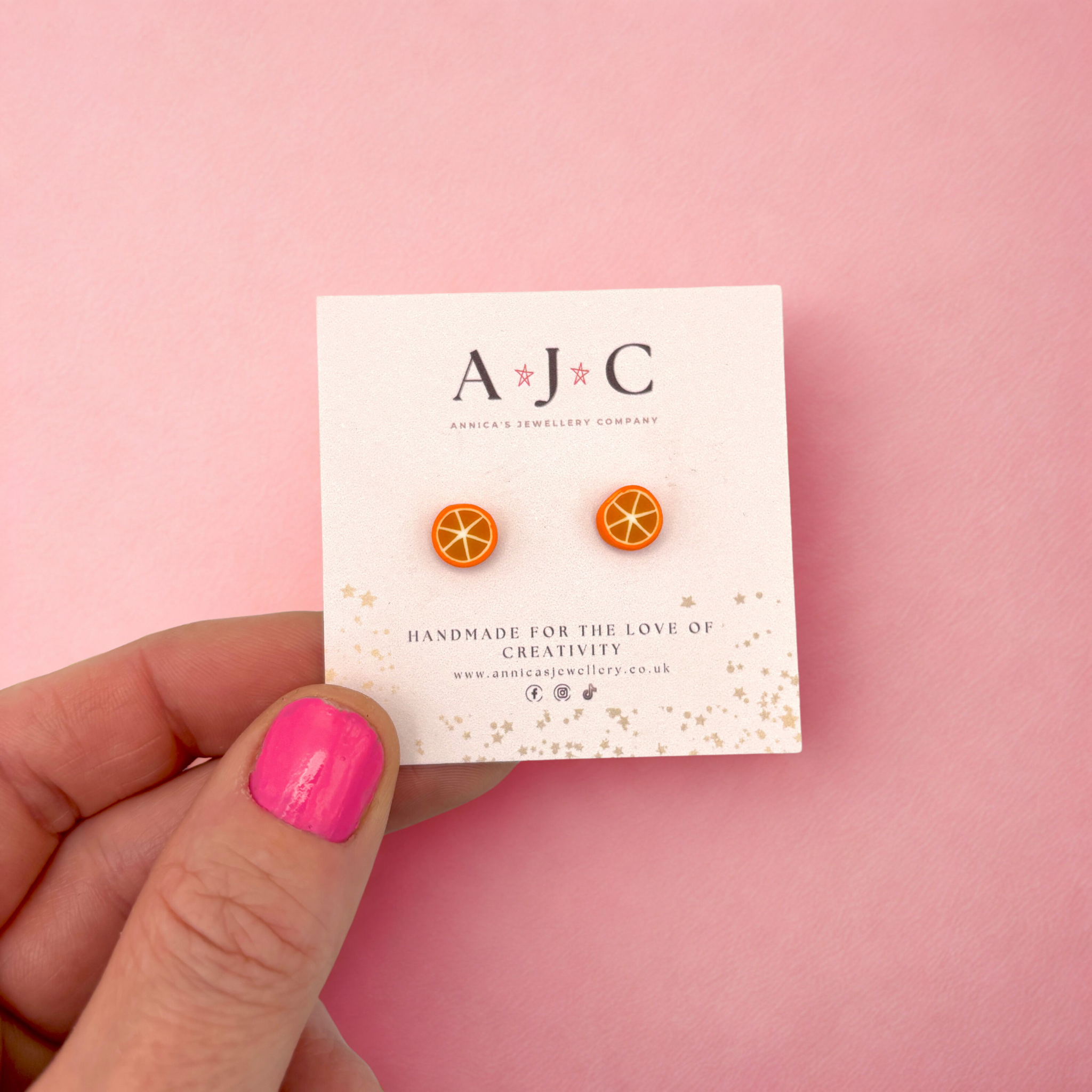 Annica’s Jewellery Co – wholesale Stud/post earrings – Micro Orange Slices1
