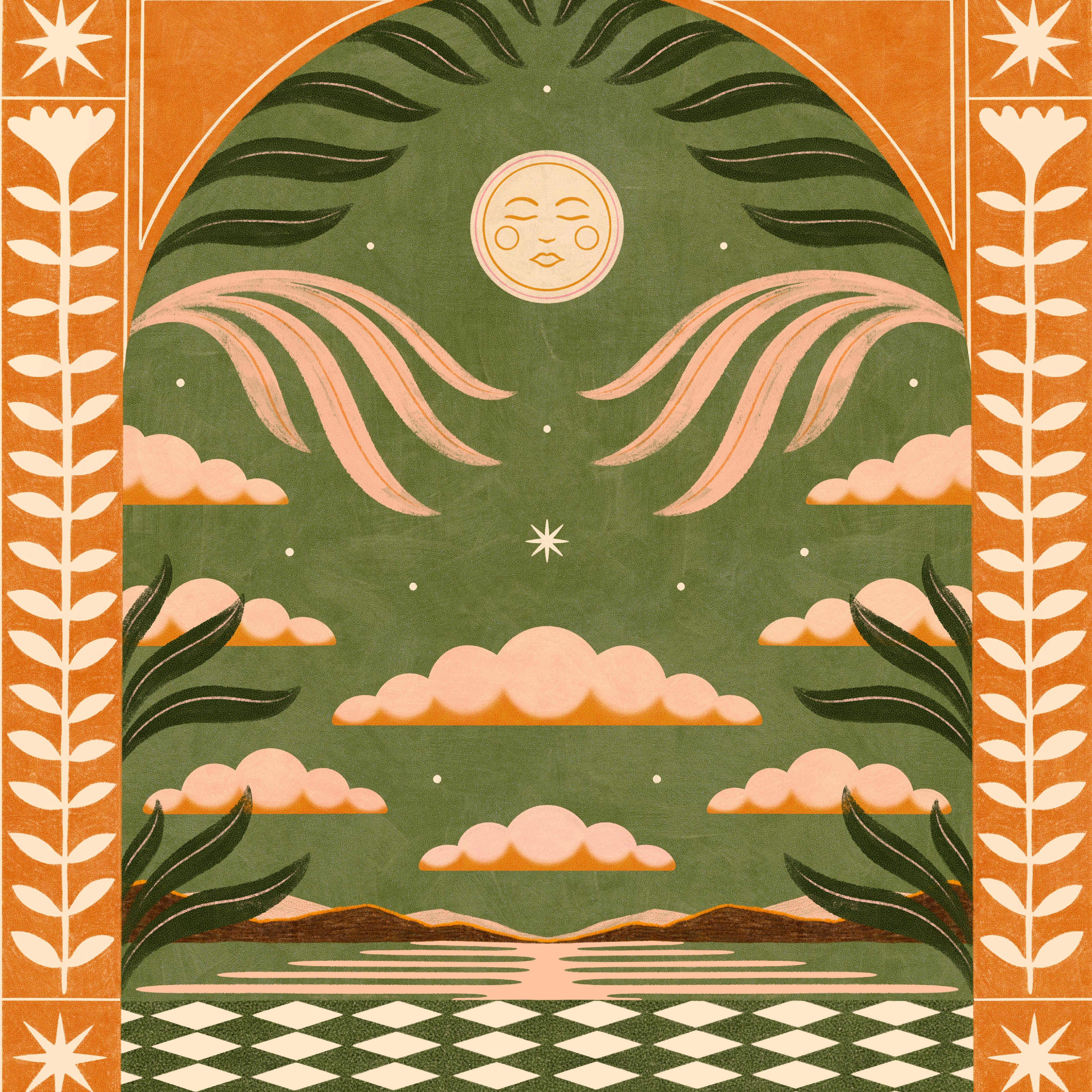 Nïma Nïma Studio – wholesale Art print – ‘Moon Dreamer’, Bohemian Celestial Lunar Cloud Art Print3