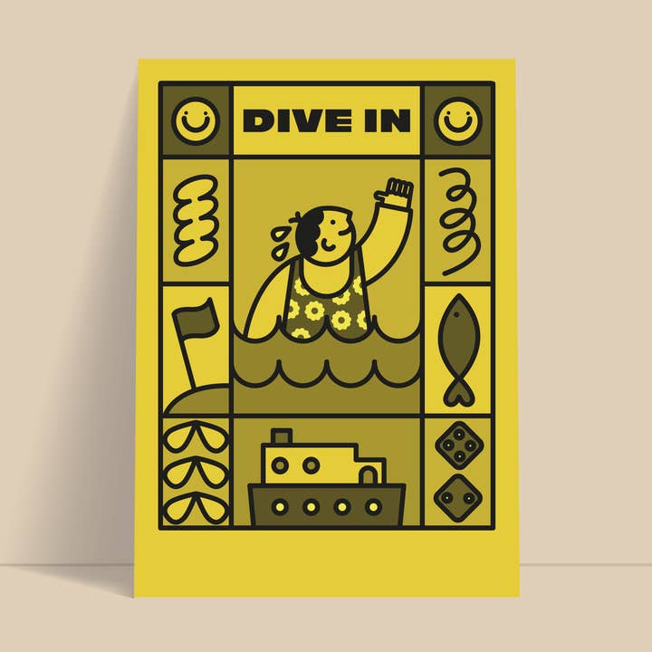 Dive In Riso Imprimer pour la vente par Martyna Makes