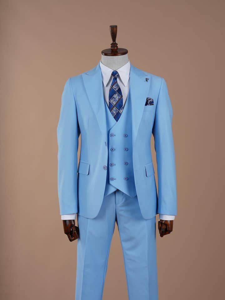 Costume Homme Bleu Bébé 3 Pièces Slim Fit PAREZ SUITS pour la vente par parez suits