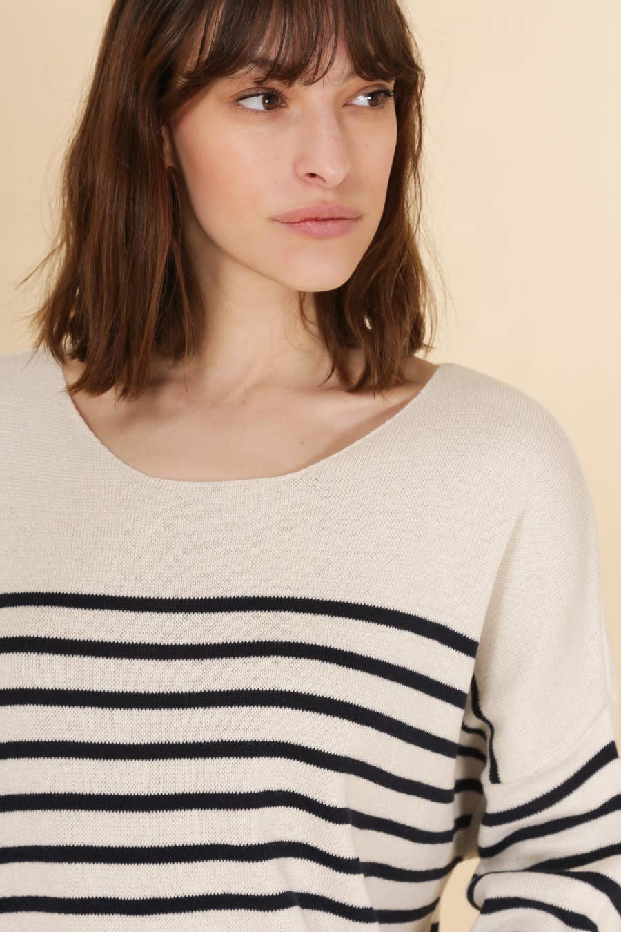 NAÏS PARIS - Vente Pull en maille – femme - PULL COL ROND A RAYURES1