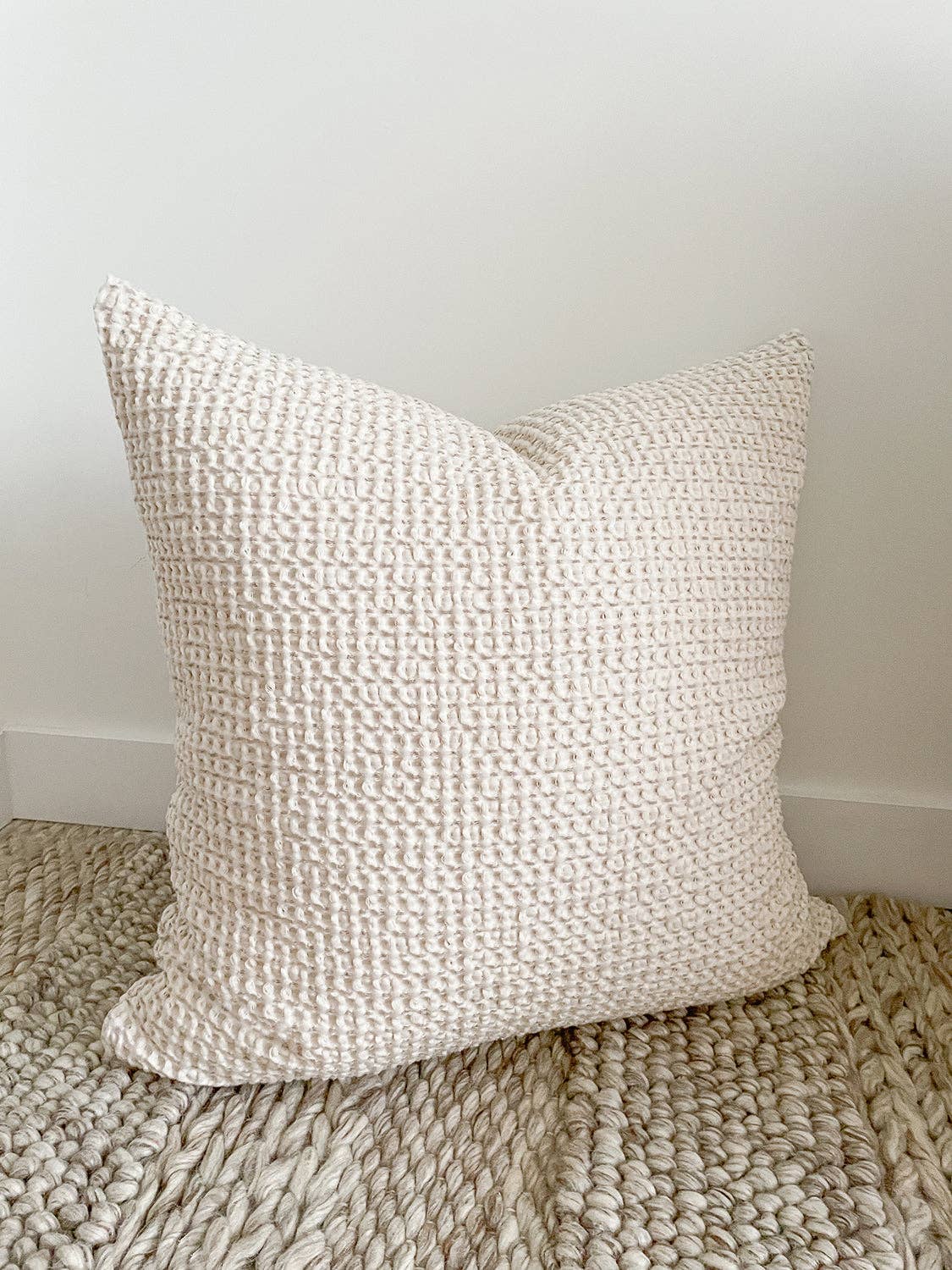 Anaya Home - Wholesale Throw/Decorative Pillow - Cool Cotton White Waffle Weave Pillows6