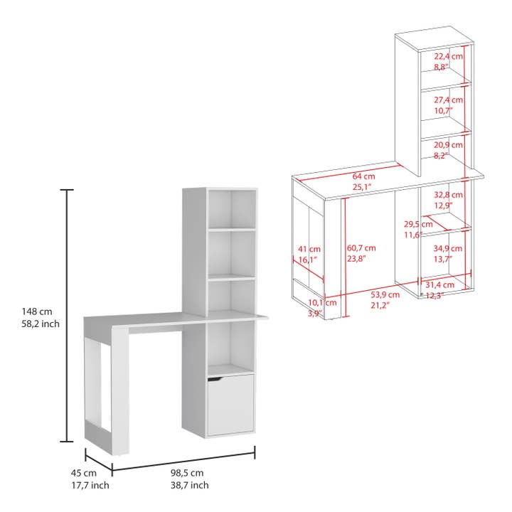TUHOME FURNITURE - Wholesale Desk set - Lowa Computer Desk, 4-Tier Bookcase6