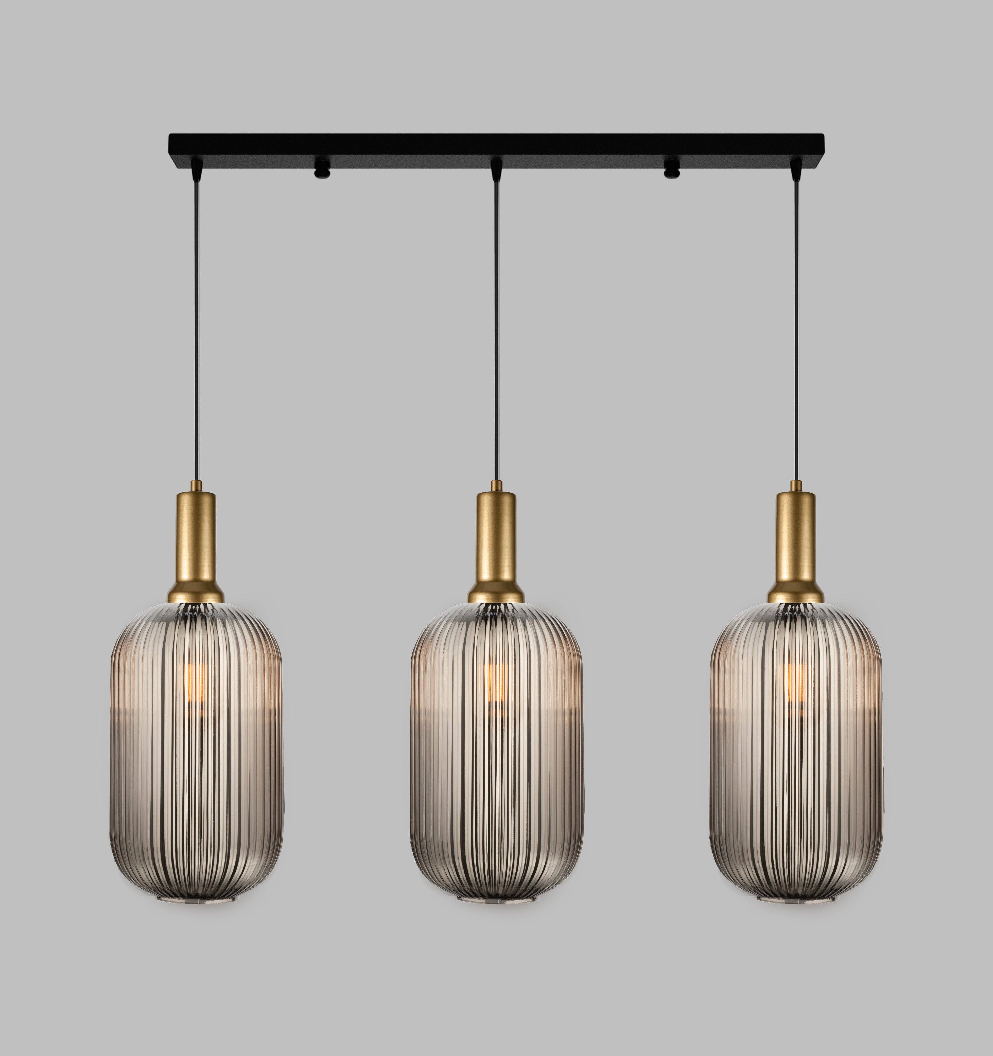 Eclipse Lighting - Wholesale Chandelier/Hanging Light - Linear Canopy Ribbed Glass Clear Multi Pendant Lighting Staircase, Custom Ribbed Glass Pendant Lighting, Multi Lighting for Stairwell Long Chandelier3