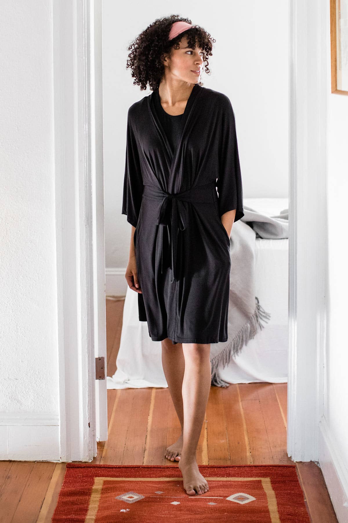 YALA - Wholesale Robe - Women's - NINA ELBOW SLEEVE BELTED BAMBOO ROBE0