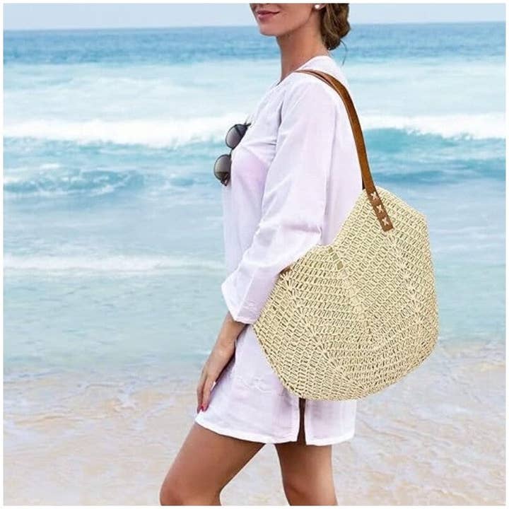 UZ Wholesale Store - Wholesale Beach Bag - Crocheted Straw Handbag - Perfect for Women's Vacation