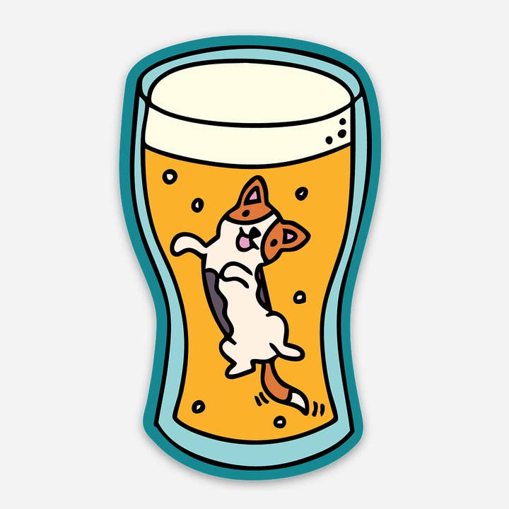 Craft Beer Corgi Sticker for wholesale by By Jean Elise